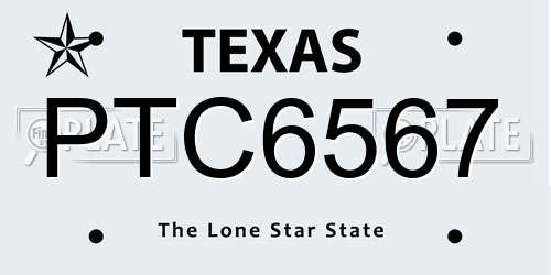 PTC6567 Texas License Plate