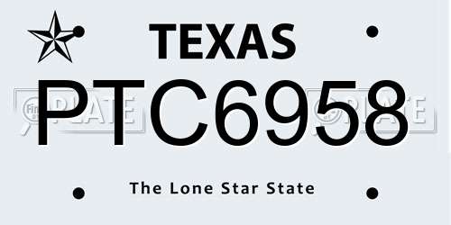 PTC6958 Texas License Plate