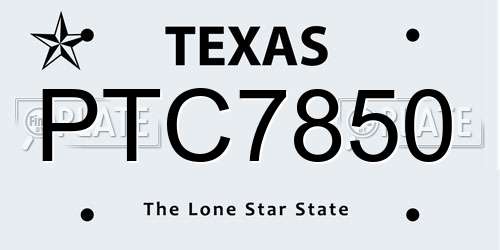 PTC7850 Texas License Plate