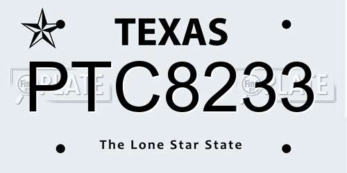 PTC8233 Texas License Plate