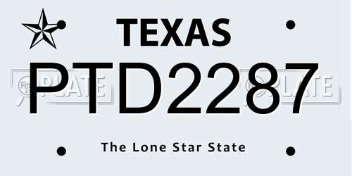 PTD2287 Texas License Plate