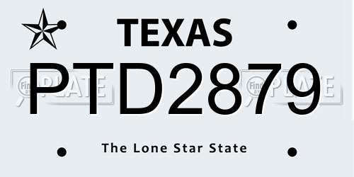 PTD2879 Texas License Plate
