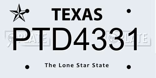 PTD4331 Texas License Plate