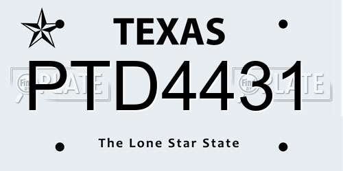 PTD4431 Texas License Plate