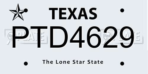 PTD4629 Texas License Plate