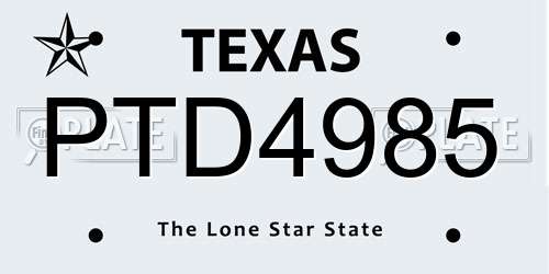 PTD4985 Texas License Plate