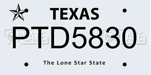 PTD5830 Texas License Plate