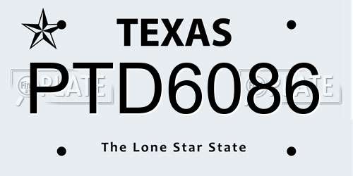 PTD6086 Texas License Plate