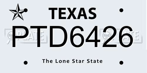 PTD6426 Texas License Plate