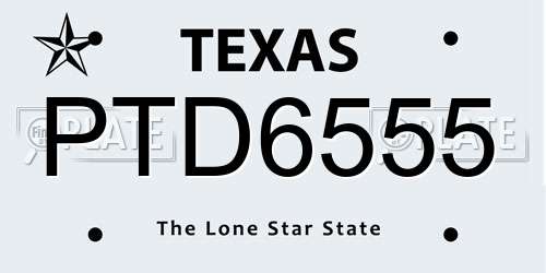 PTD6555 Texas License Plate