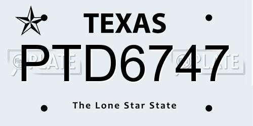PTD6747 Texas License Plate