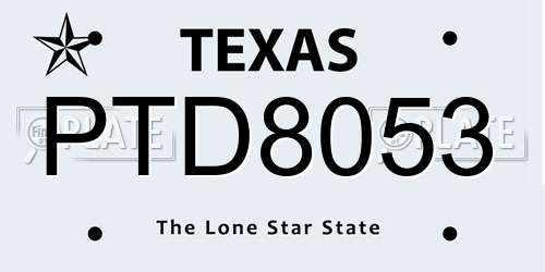 PTD8053 Texas License Plate