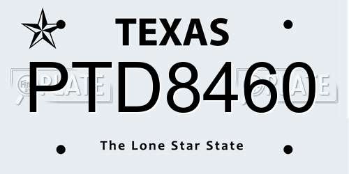 PTD8460 Texas License Plate