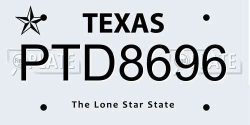 PTD8696 Texas License Plate