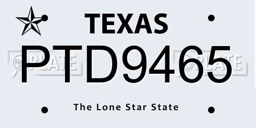 PTD9465 Texas License Plate