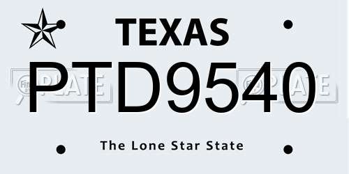 PTD9540 Texas License Plate