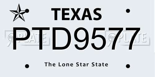 PTD9577 Texas License Plate