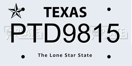 PTD9815 Texas License Plate
