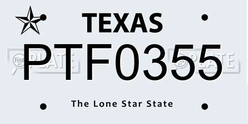 PTF0355 Texas License Plate