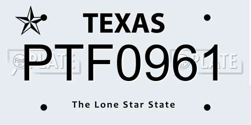 PTF0961 Texas License Plate