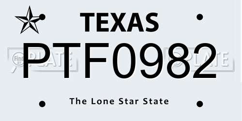 PTF0982 Texas License Plate