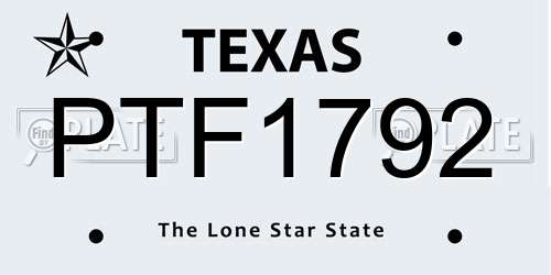 PTF1792 Texas License Plate