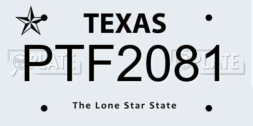 PTF2081 Texas License Plate