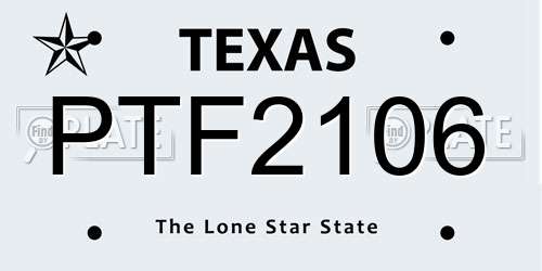PTF2106 Texas License Plate