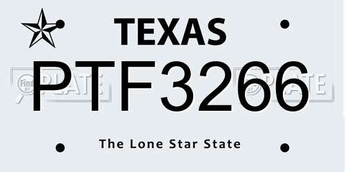 PTF3266 Texas License Plate