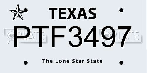 PTF3497 Texas License Plate