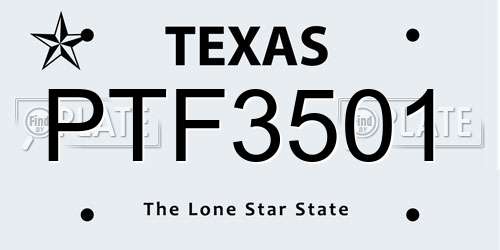 PTF3501 Texas License Plate