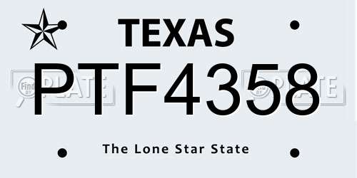 PTF4358 Texas License Plate