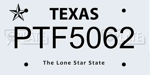 PTF5062 Texas License Plate