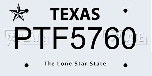 PTF5760 Texas License Plate