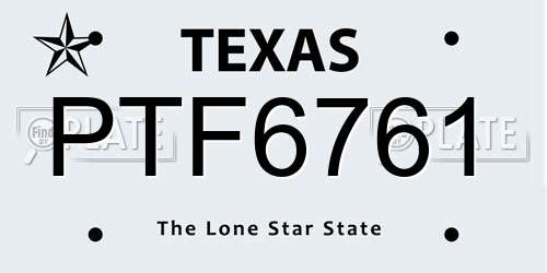 PTF6761 Texas License Plate