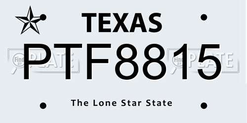 PTF8815 Texas License Plate