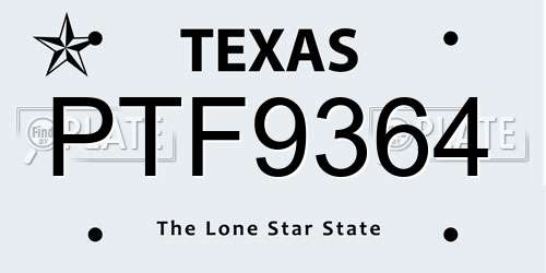 PTF9364 Texas License Plate