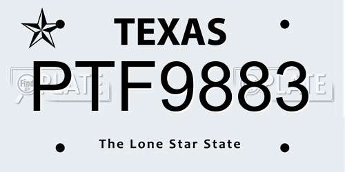 PTF9883 Texas License Plate