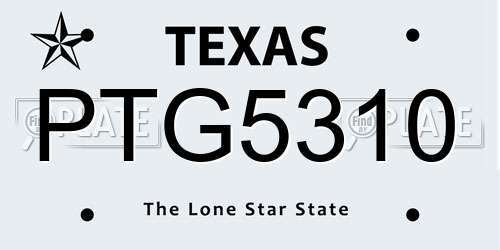 PTG5310 Texas License Plate