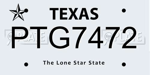 PTG7472 Texas License Plate