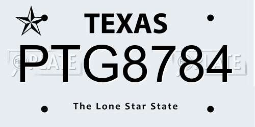 PTG8784 Texas License Plate