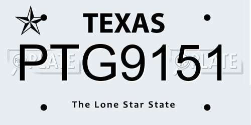 PTG9151 Texas License Plate