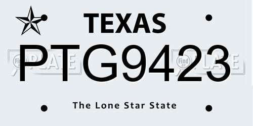 PTG9423 Texas License Plate
