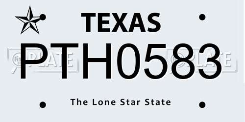 PTH0583 Texas License Plate