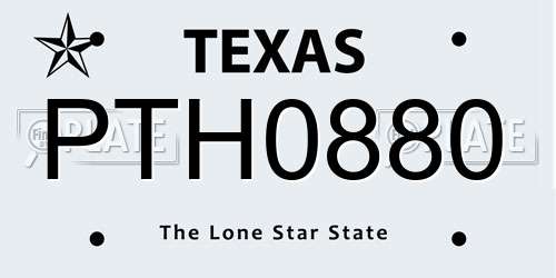 PTH0880 Texas License Plate