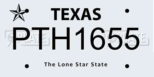 PTH1655 Texas License Plate