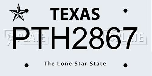 PTH2867 Texas License Plate