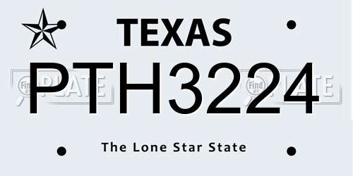 PTH3224 Texas License Plate