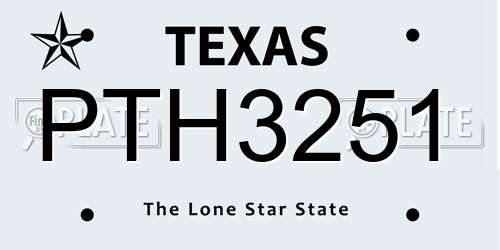 PTH3251 Texas License Plate