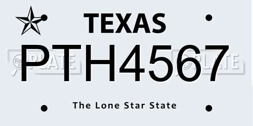 PTH4567 Texas License Plate